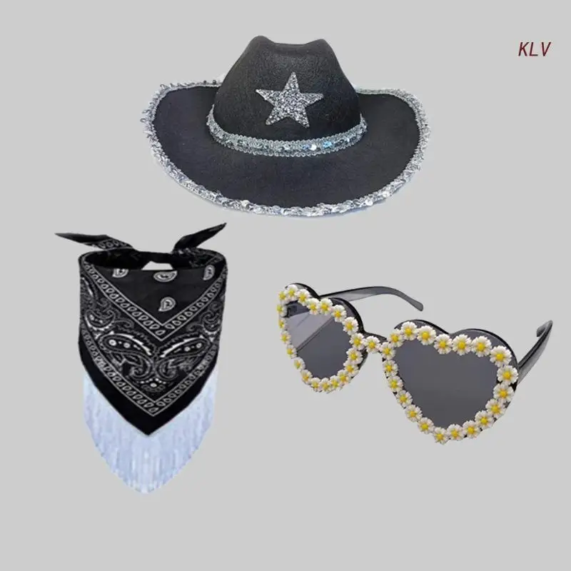 

CowboyHat, очки, банданакит, шапка Cowgirl, женская шапка для девичвечерние, шляпа для свадебвечерние НКИ, бандана cowgirlgirl, очки Cowgirl