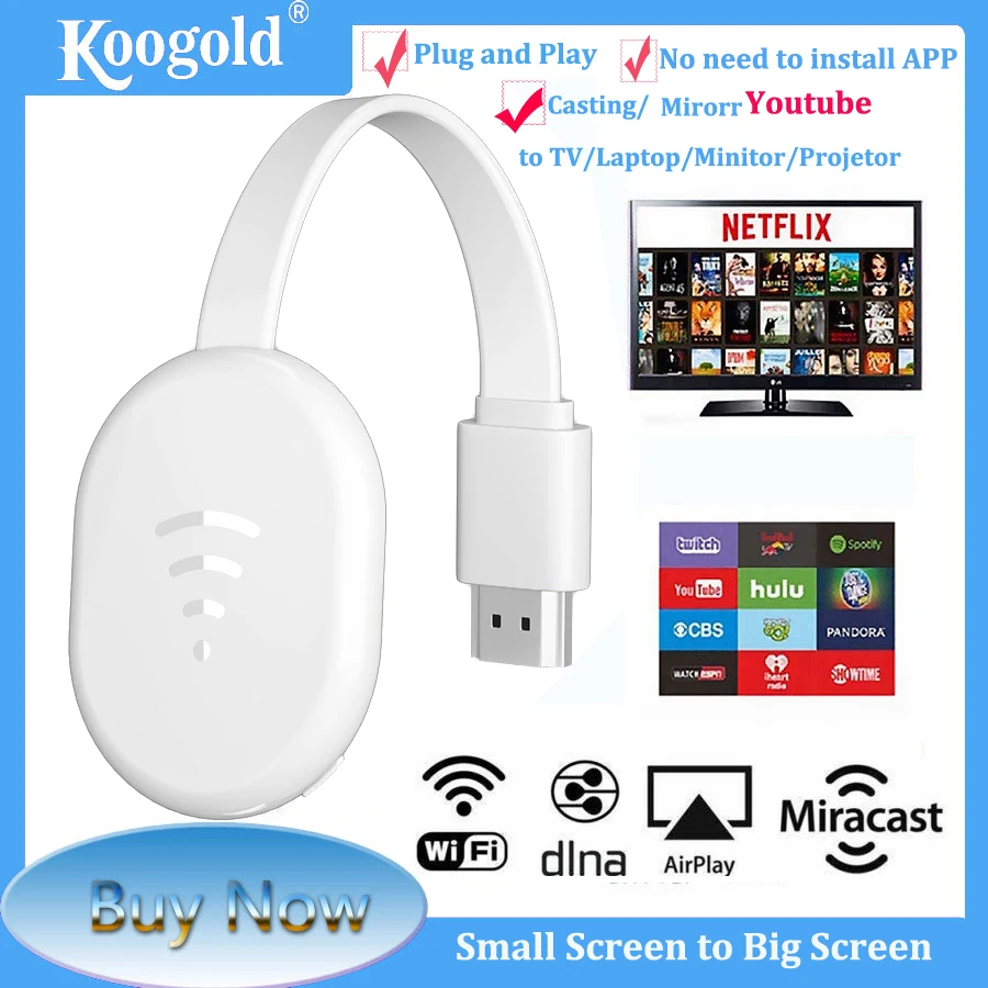 

Fashion TV Stick HD 4K Wifi Wireless Display Receiver Screen Mirror For Android IOS HDMI-Compatible Miracast Airplay Anycast