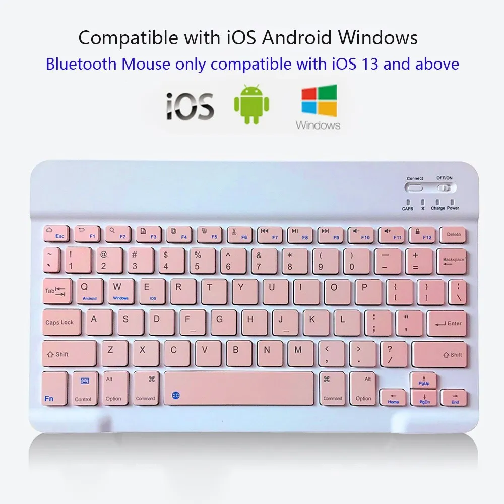 

Różowa bezprzewodowa klawiatura i mysz Bluetooth Mini hiszpańska klawiatura angielska klawiatura Tablet for IOS Android