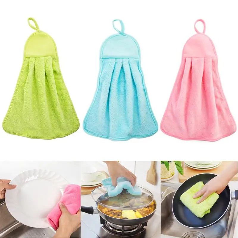 

Kitchen Cleaning Can Be Hung Thickened Scouring Pad Super Soft Absorbent Hand Towel Quick-drying Coral Fleece Dishwashing Rag