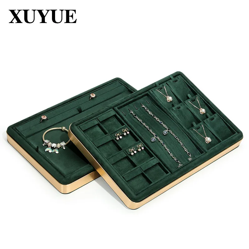 New jewelry display tray green metal necklace ring jewelry tray storage jewelry look pallet spot