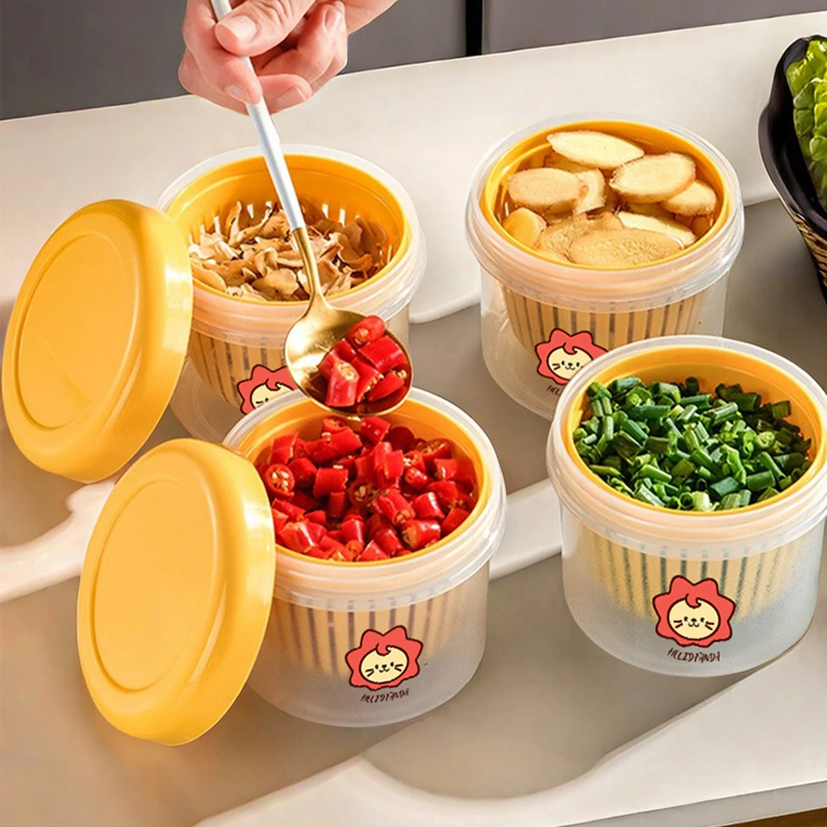 WORTHBUY Двухслойный герметичный контейнер для хранения овощей со сливной корзиной