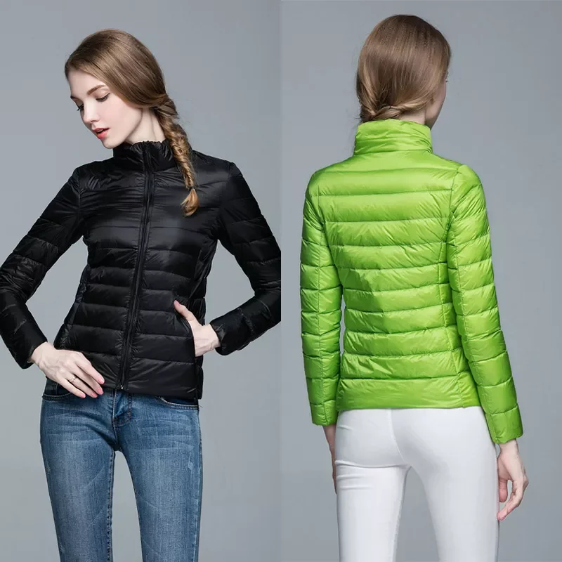 New2022 winter coat Ultra Light Down Jacket White Duck Down Jacket Long Sleeve Warm Coat Parka Female Solid Portable Outwear