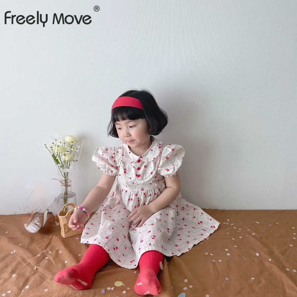 

Girl Newborn Baby Dress Spring Summer Toddler Kids Floral Lace Puff Short Sleeve Dresses Children's Costumes Clothing