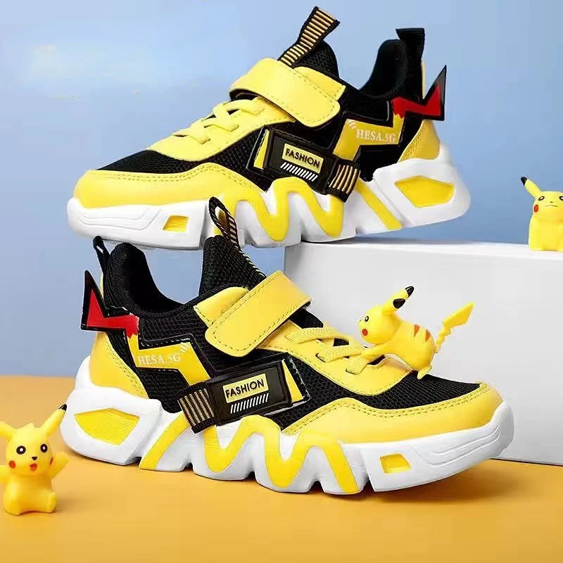 Pokemon Pikachu Kids Shoes Cartoons Sneakers For Boys Girls Sports Lightweight Children Leather Waterproof Casual Walking Shoes