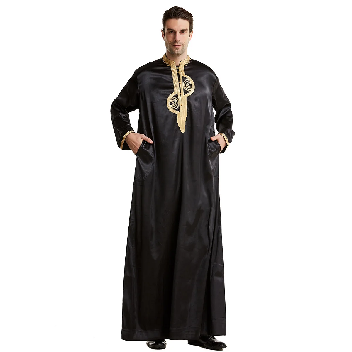 Ramadan Gift Muslim Men Clothing Kaftan Robes Stand Collar Eid Thobe Kurta Arab Turkish Dress Dubai Islam Habit Ethnic Leisure