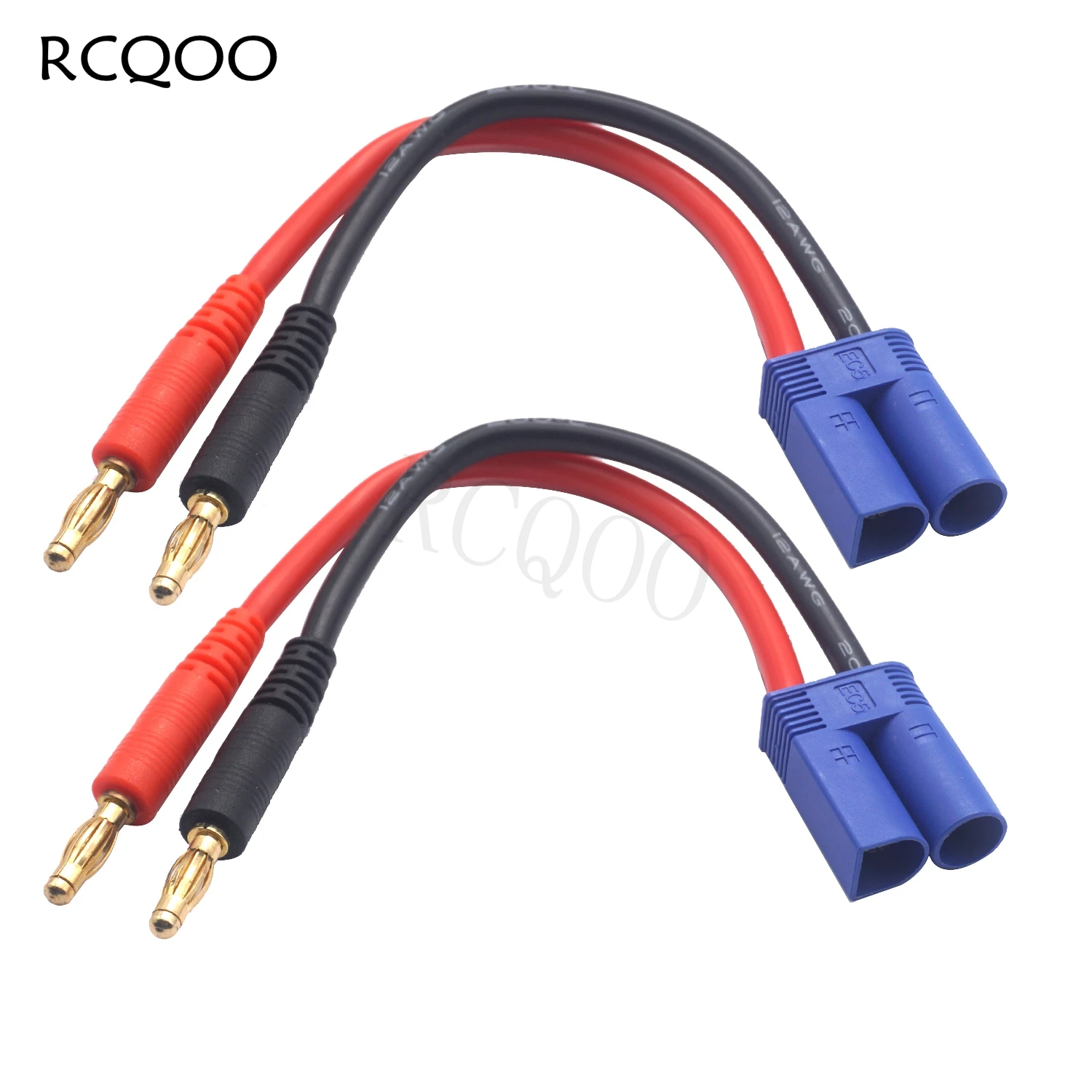 

2Pack 15CM/12AWG EC5 Male Style Plug to 4mm Bullet Banana Connector Battery Charger Charging Cable Wire for RC Car Truck