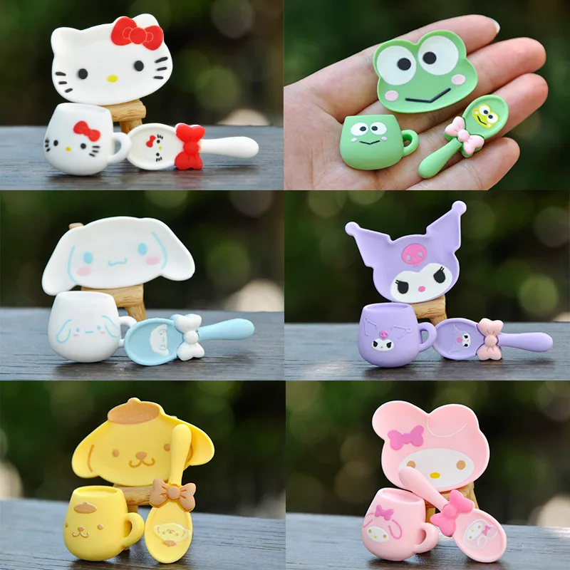 

Sanrio Cinnamoroll мини мультяшная чашка тарелка ложка из трех частей модель Творческое Оформление рабочего стола Девочка Сердце декоративные аксессуары
