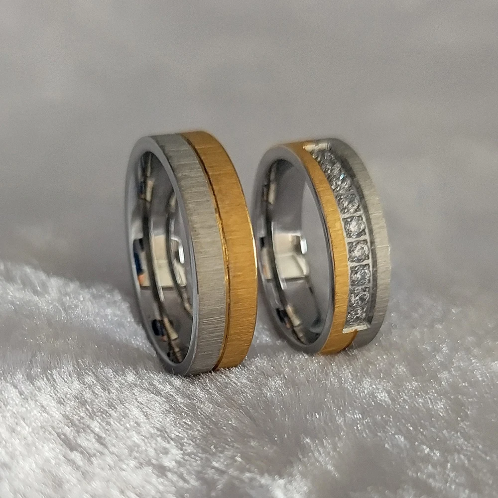 

High Quality Marriage Wedding Rings Couples sets for men and wome Western 18k Gold Plated titanium stainless steel jewelry