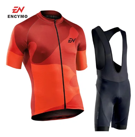 

ENCYMO NEW Men Cycling Jersey Summer Short Sleeve Set Maillot Bib Shorts Bicycle Clothes Sportwear Shirt Clothing
