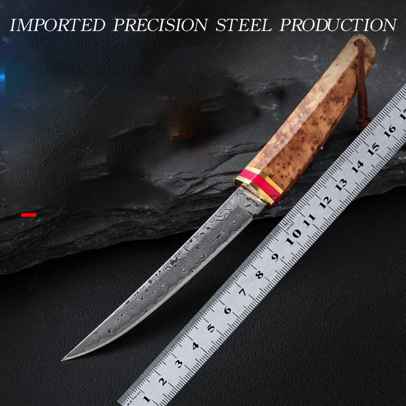 

Japanese Damascus steel Steel Fruit Knife Outdoor Knife Outdoor Camping Portable Self defense Knife Sharp Collection Knife