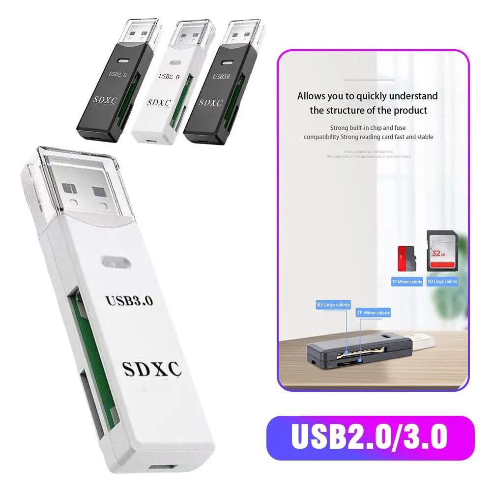 Кардридер 100 МБ/с Usb3.0 SD/TF с двумя картами для чтения одновременно мобильный