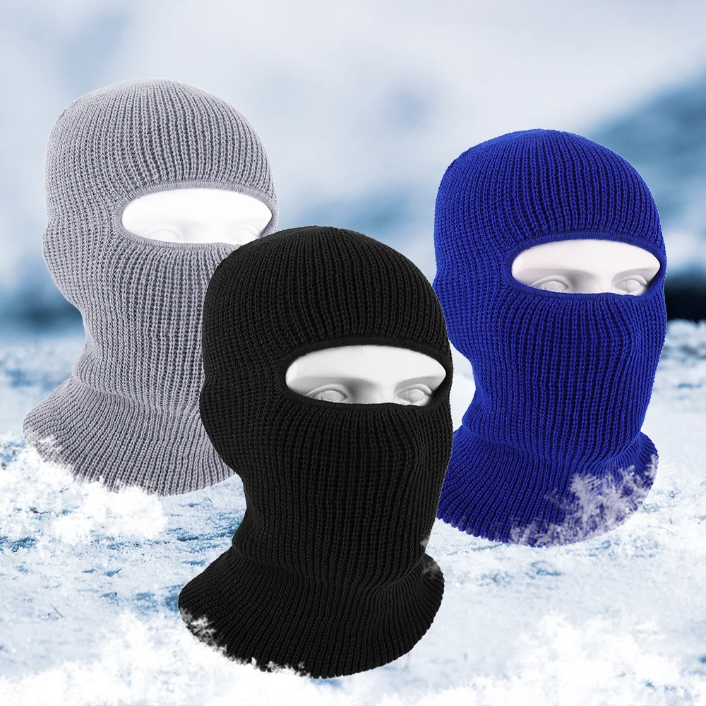 

Wool Knit Winter Full Face Cover Mask Hat Cold-proof Cycling Windproof Beanies Knitted Warm Hats Balaclava Men Women Hood Cap