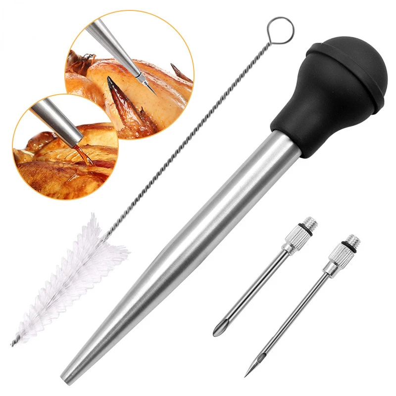 

Turkey Baster Oil Dropper Needle Seasoning Pump Silicone Drip Seasoning Tube with Cleaning Brush BBQ Tools Kitchen Gadgets