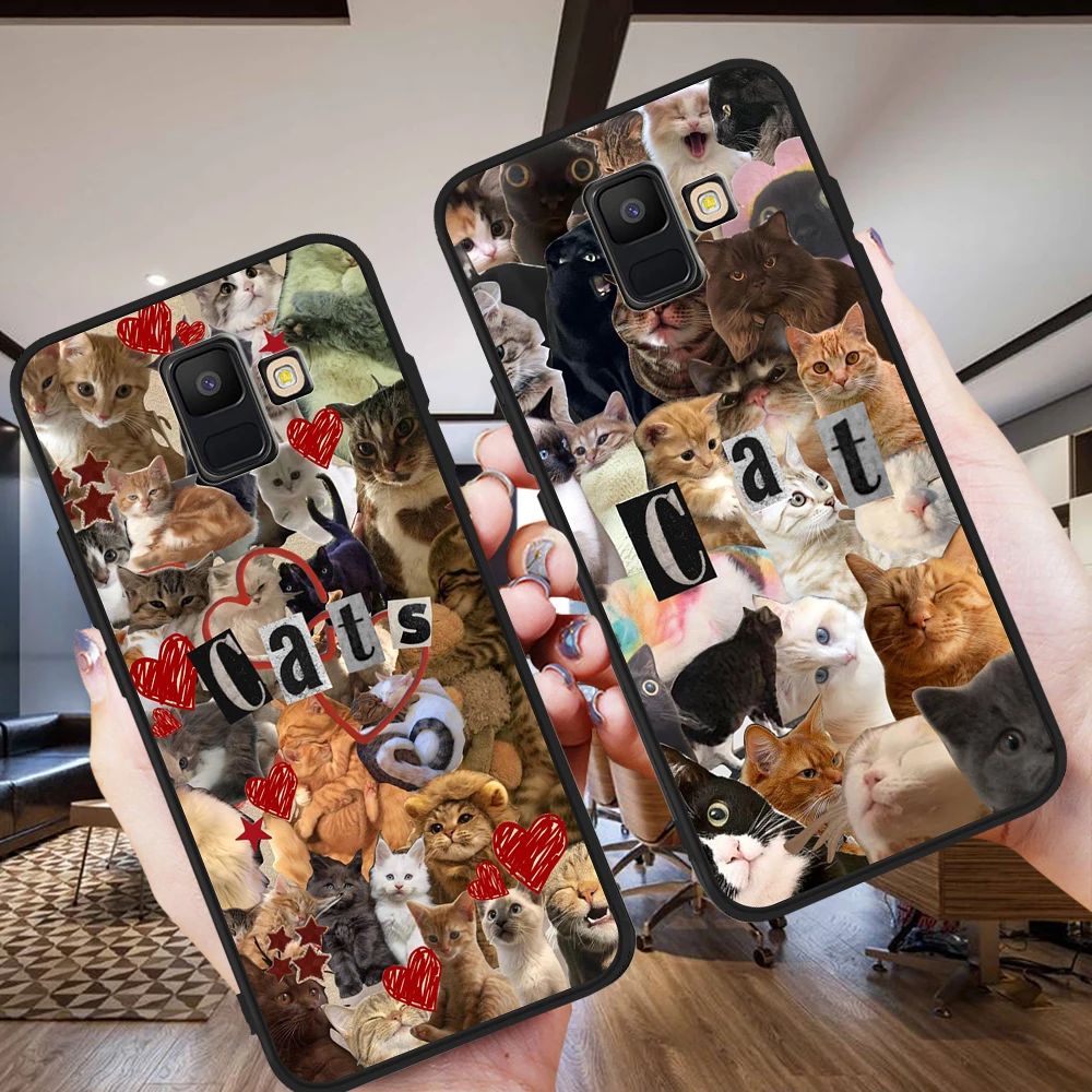 

Cartoon cute cat soft silicone cover For Samsung Galaxy A5 A6 A7 A8 A10 A30 A40 A50 A22 A32 A72 A82 J7 J8 Plus Phone Case etui