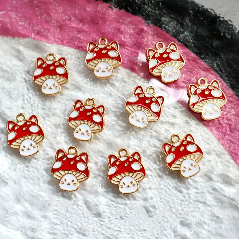 Kawaii мультфильм гриб сплав эмаль кулон очаровательные и модные DIY эльф ожерелье