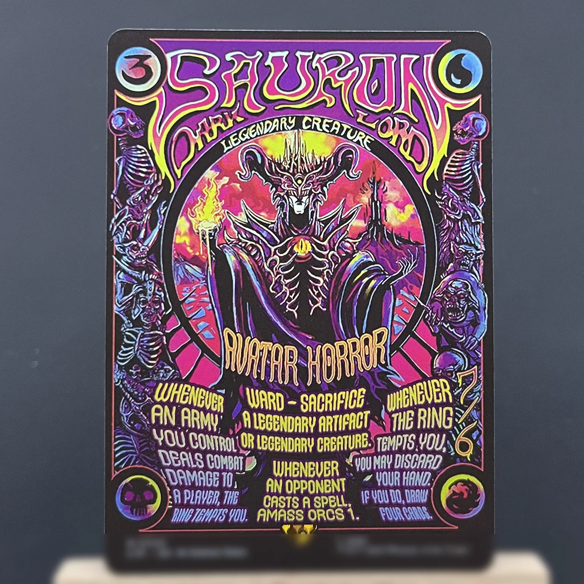 Фото LTR LTC FOIL1-I03 Tcg прокси волшебные карты The One Ring sol ring Sauron, the Dark Lord Orcish Bowmasters Mount Doom Gathering №2