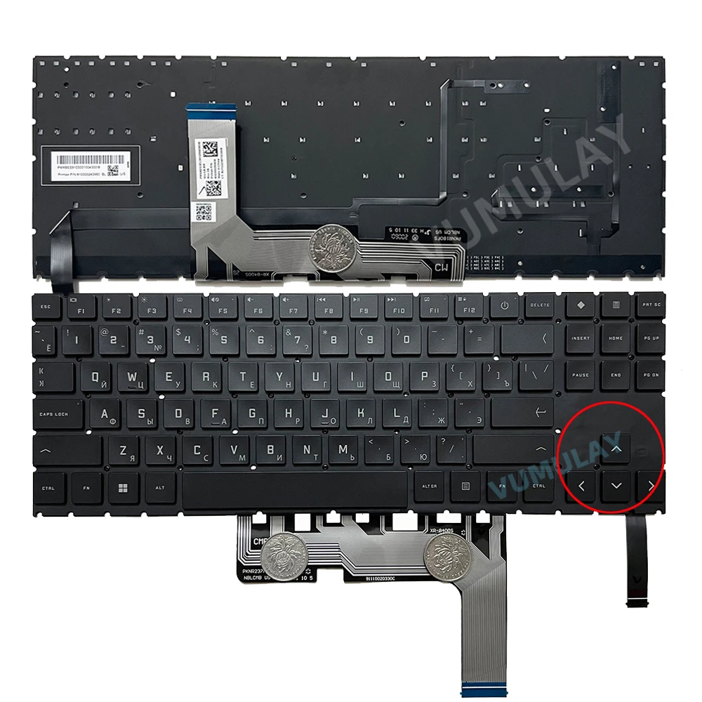 Русская клавиатура с RGB-подсветкой для HP Omen 15-EN 15-EN0010CA 15-EN0023DX 15-EN0036NR 15-EN1013DX 15-EK