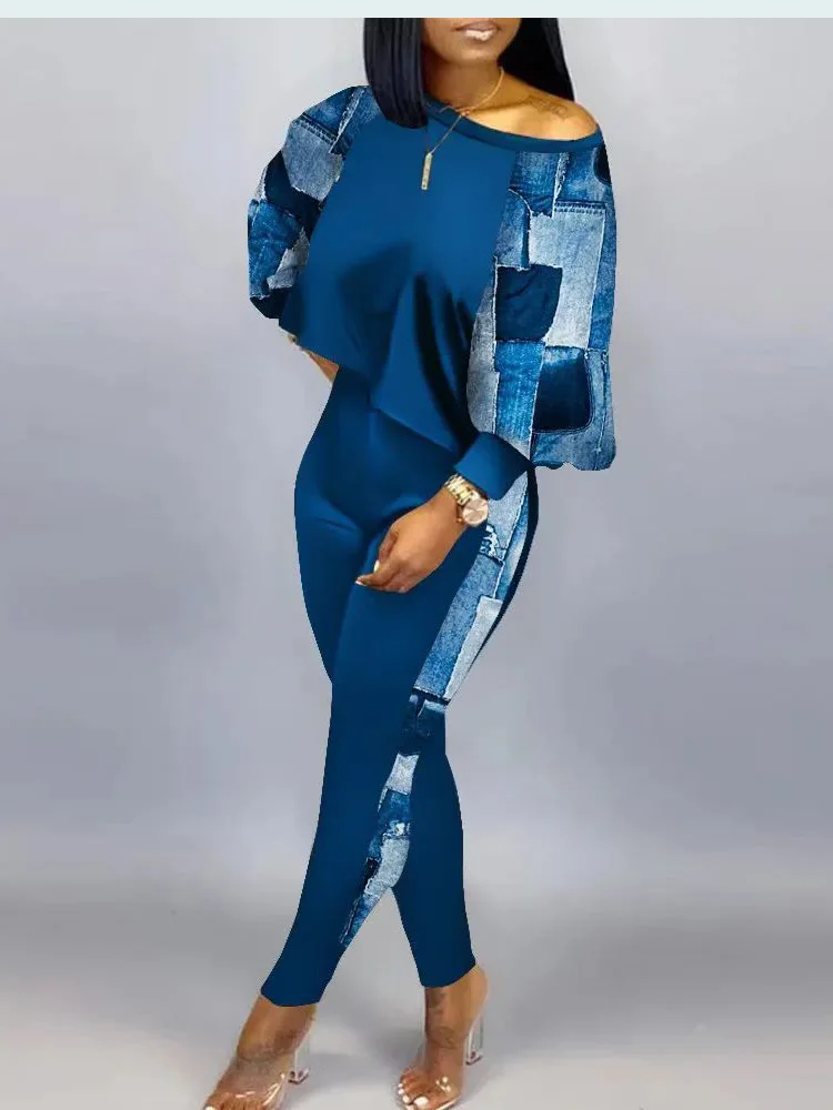 

Spring Autumn Women Two Piece Set Fashion Casual Print Long Sleeve Sets Lady Streetwear Slim Fit Pants Set Clothing 2023 New