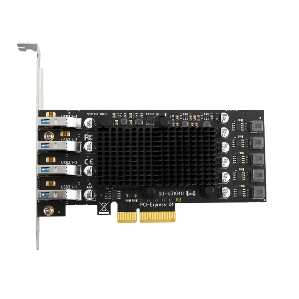 

USB-карта SSU PCIE, 4 порта USB, усилитель, концентратор PCI E 4X Express на USB 3,2 Gen2 10G USB3.2 GEN 2, плата расширения ASM3142, чип для ПК