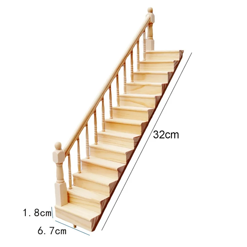 1:12 DIY Миниатюрные аксессуары поручни для правой лестницы деревянная мебель