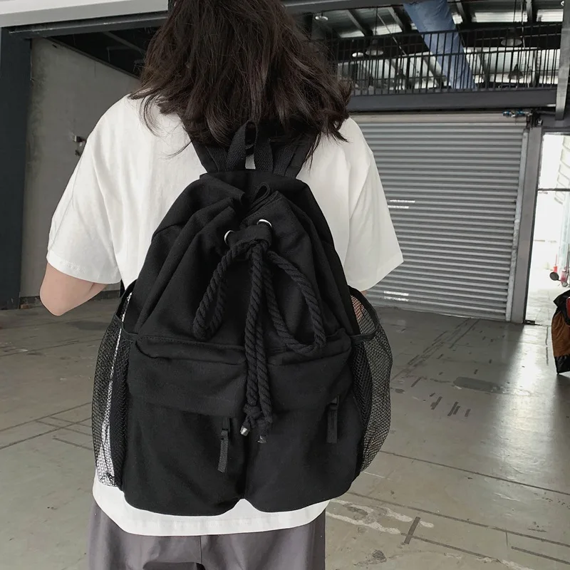 

Casual Canvas Women Backpack Schoolbag Drawstring Female Backpacks Large Capacity Laptop Bag Unisex Travel Daypack Bagpack