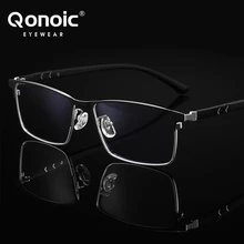 QONOIC Pure Titanium Eye Glasses Frames for Men Square Prescription Eyeglasses 2023 New Male Vintage Optical Korean Eyewear 9810 