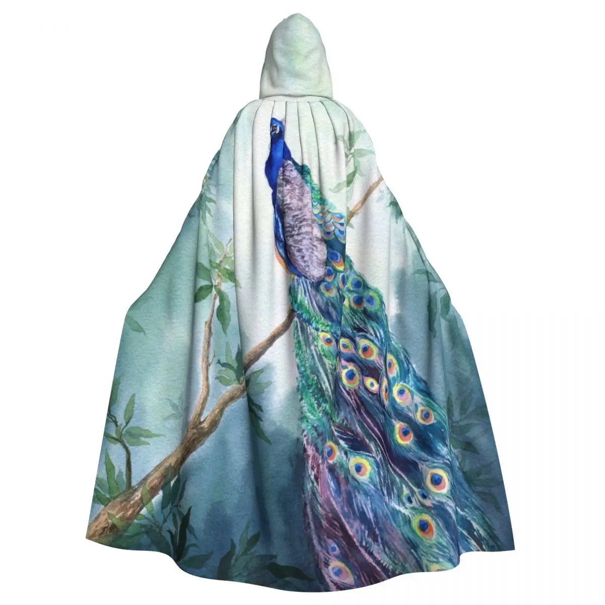 

Long Cape Cloak Peacock On The Branch In Forest Hooded Cloak Coat Autumn Hoodies