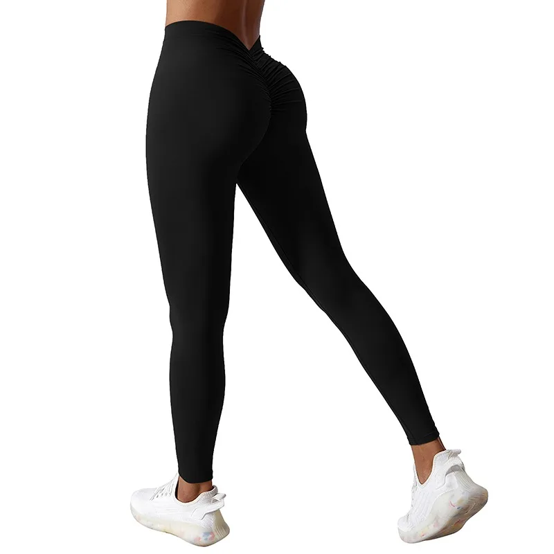 

Fitness Women Sport Seamless Cross Waist Leggings High Waist Elastic Solid Yoga Leggings Gym Jogging Push Up Slim Pants Female
