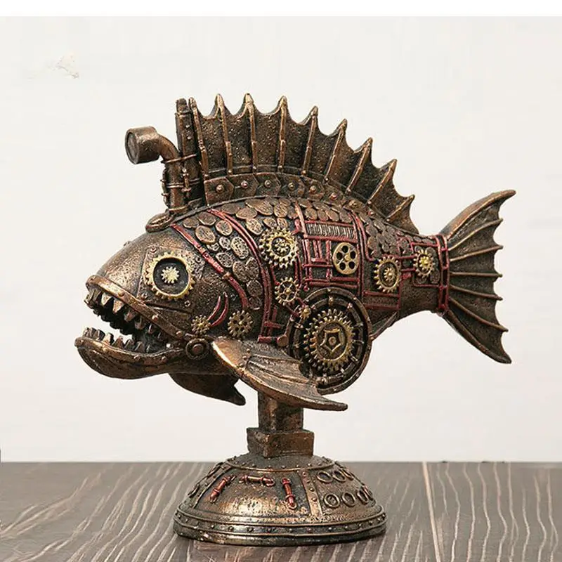 

Vintage Steampunk, Resin, Black Whale, Classic American Craft, Decorative Accessories for Homes, Living Rooms and Offices