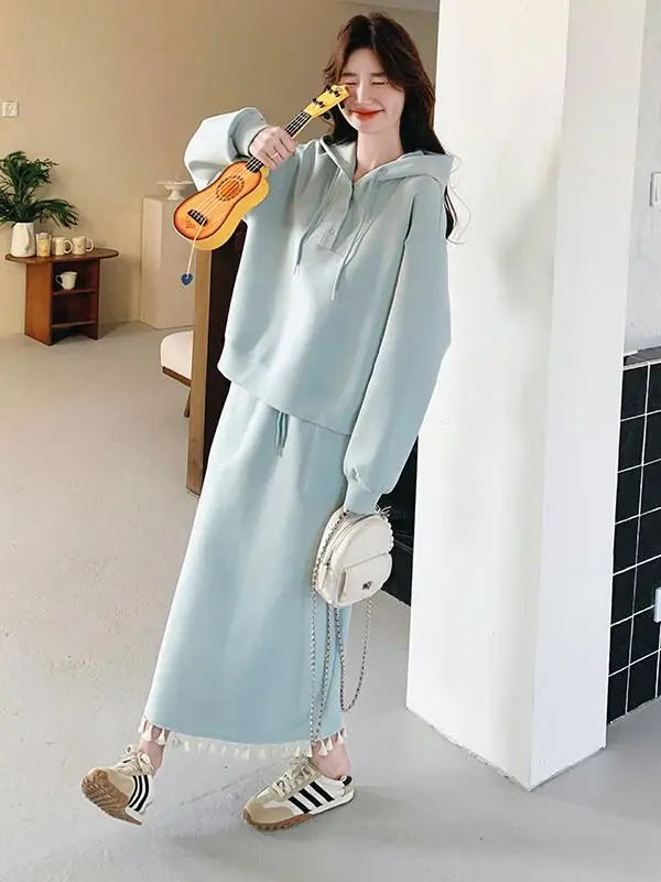 Голубой повседневный комплект свитшотов женская мода в стиле вестерн Sle новинка