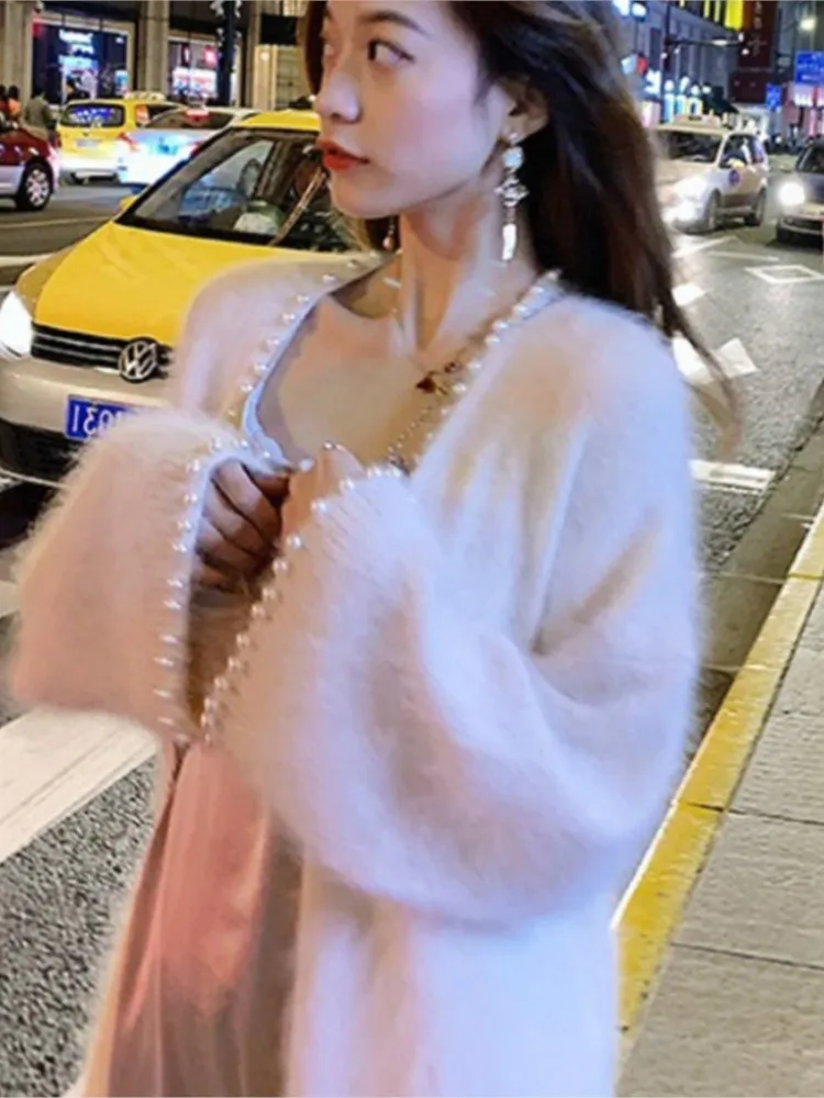 Плюшевые вязаные женские свитеры Hstar средней длины на весну и осень