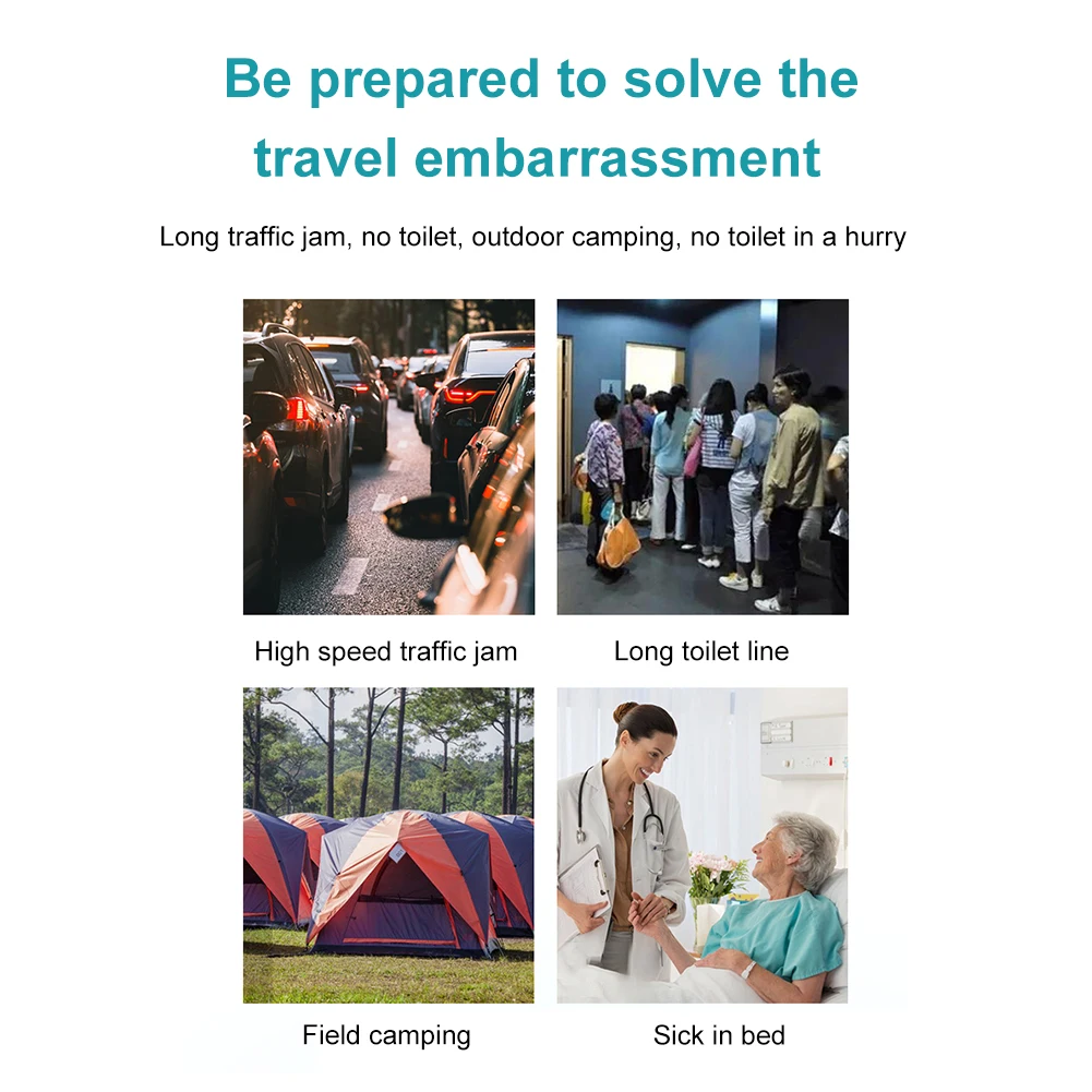 

4pcs Disposable Urinal Toilet Bag 700ml Mini Mobile Toilets Unisex Leak-proof for Men Women Kids for Travel Traffic Jam Camping
