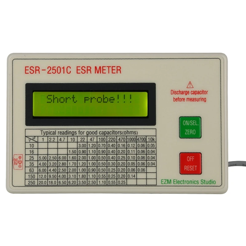 Новый тестер ESR2501C для конденсаторов ESR DCR измеритель емкости цепи с тестовыми