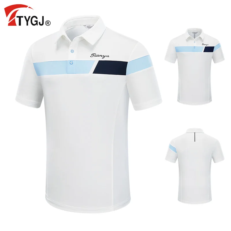 TTYGJ golf clothing men's short-sleeved summer high elastic breathable quick dry badminton clothing sports t-shirt