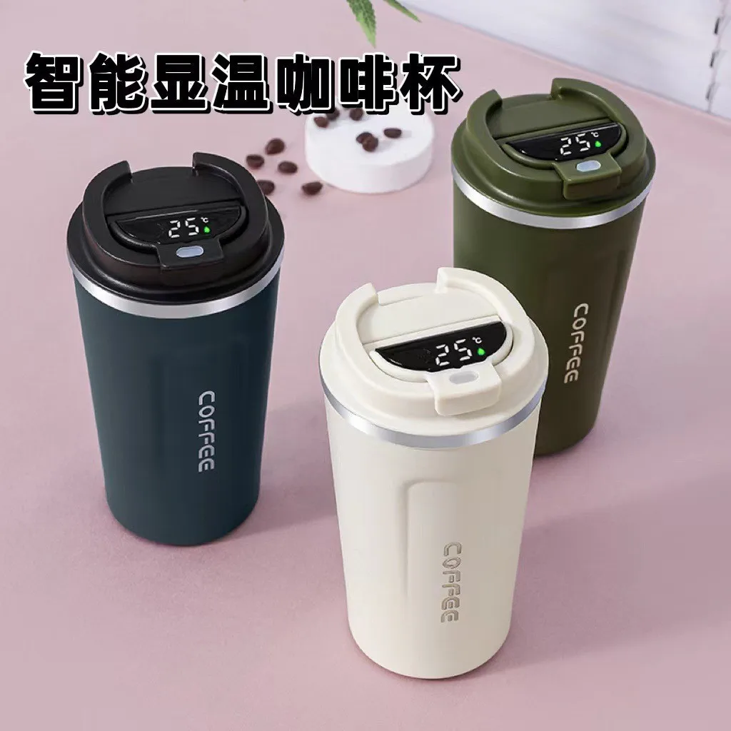 

304 stainless steel coffee cup intelligent temperature measuring and thermal insulation cup portable outdoor vehicle water cup
