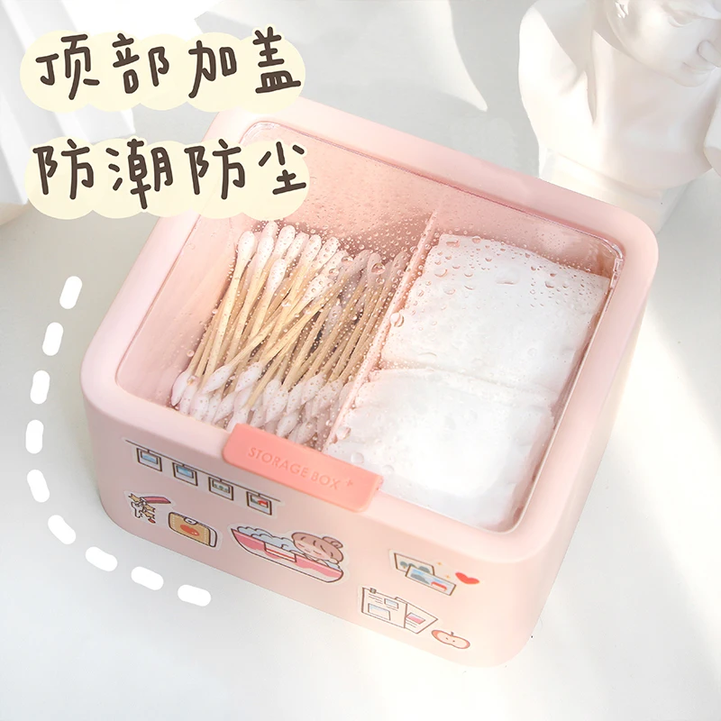 INS Girl Heart Cotton Pad Storage Box Cleansing Swabs Organizing Small Student Dormitory Dresser |