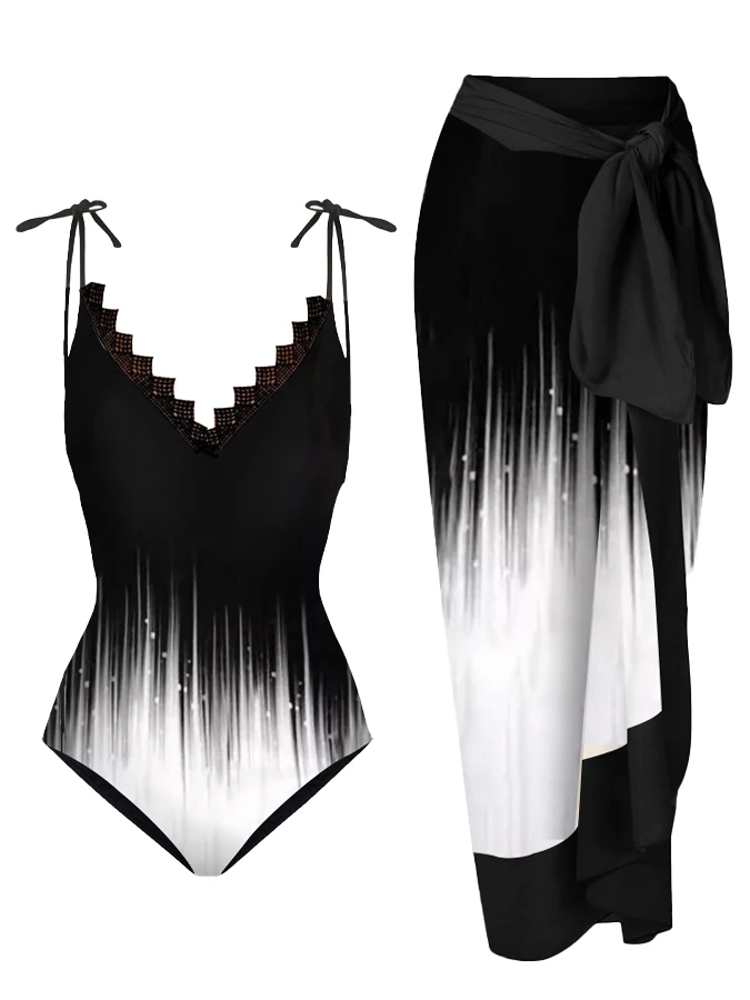 

Sexy and Strappy: Print One-Piece Swimsuit with Strappy Detail