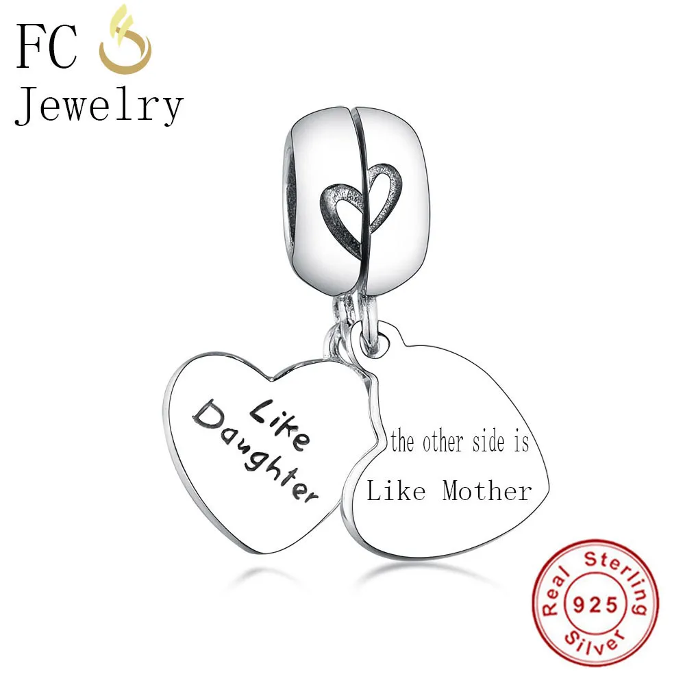 

FC ювелирные изделия подходят оригинальный бренд шармы браслет Стерлинговое Серебро Письмо мать дочь бисер кулон для женщин изготовление Berloque DIY