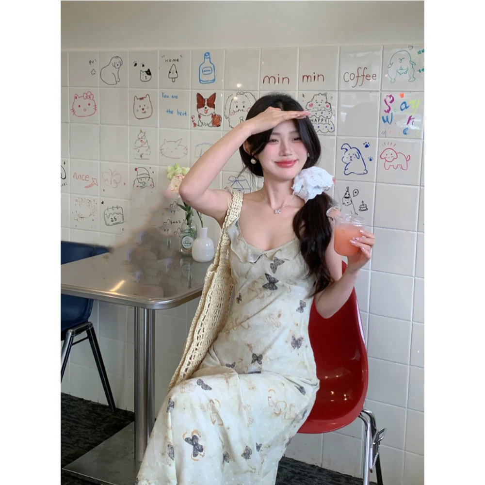 Женское ТРАПЕЦИЕВИДНОЕ ПЛАТЬЕ с принтом летнее облегающее длинное платье на