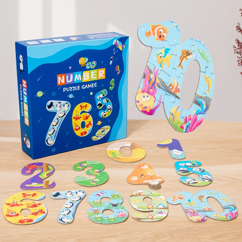 

Children's Cognitive Puzzle Cartoon Animal Number Letters Jigsaw Early Educational Toy for Kids 2 to 4 Years Old Alphabet Board