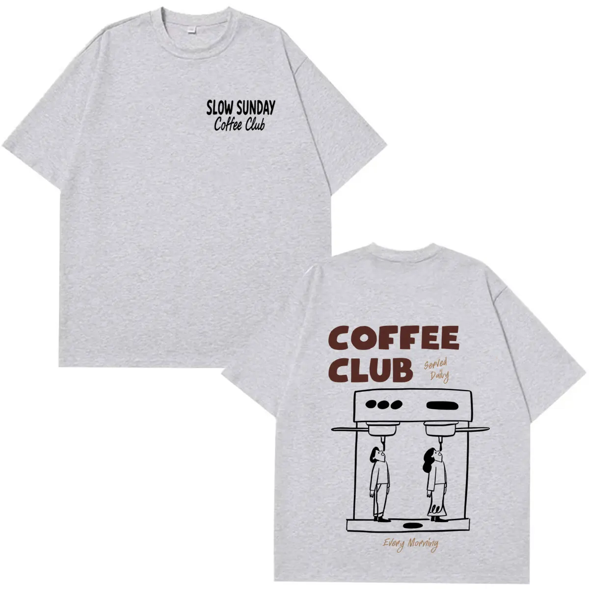 Фото Футболка Slow Sunday Coffee Club для мужчин и женщин, модная футболка с графическим рисунком, классические хлопковые футболки унисекс в стиле хип-хоп, уличная одежда для подростков №5
