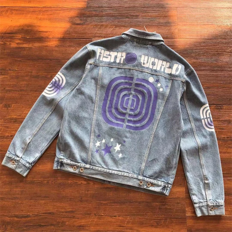 Travis Scott Cactus Astrofest Jacket Washed Denim Kanye Same Coat