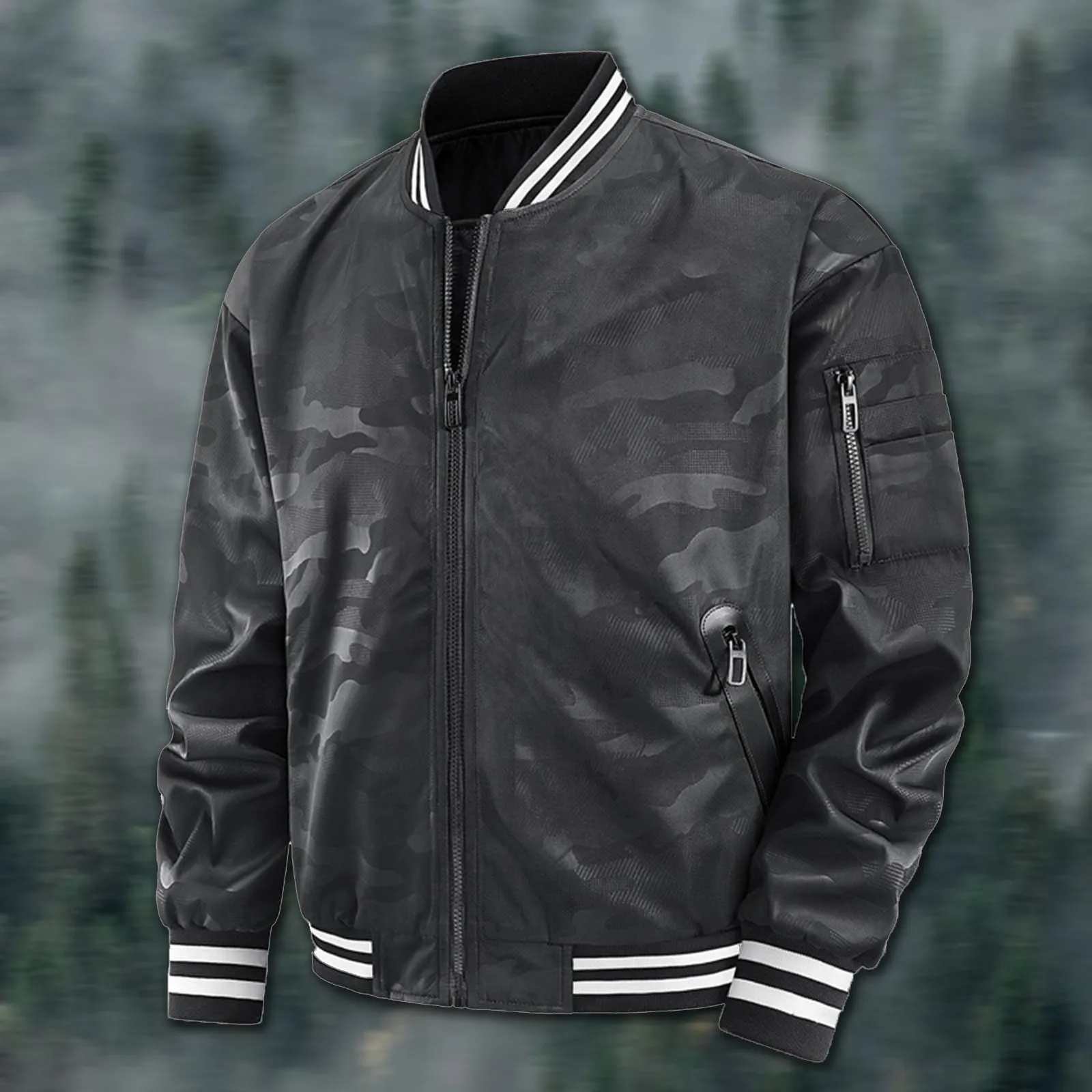 Мужская однотонная уличная куртка большого размера на осень и зиму с несколькими