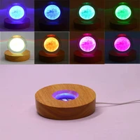 led wood light base rechargeable remote control 3d night light base rotating display stand lamp holder for home art ornament