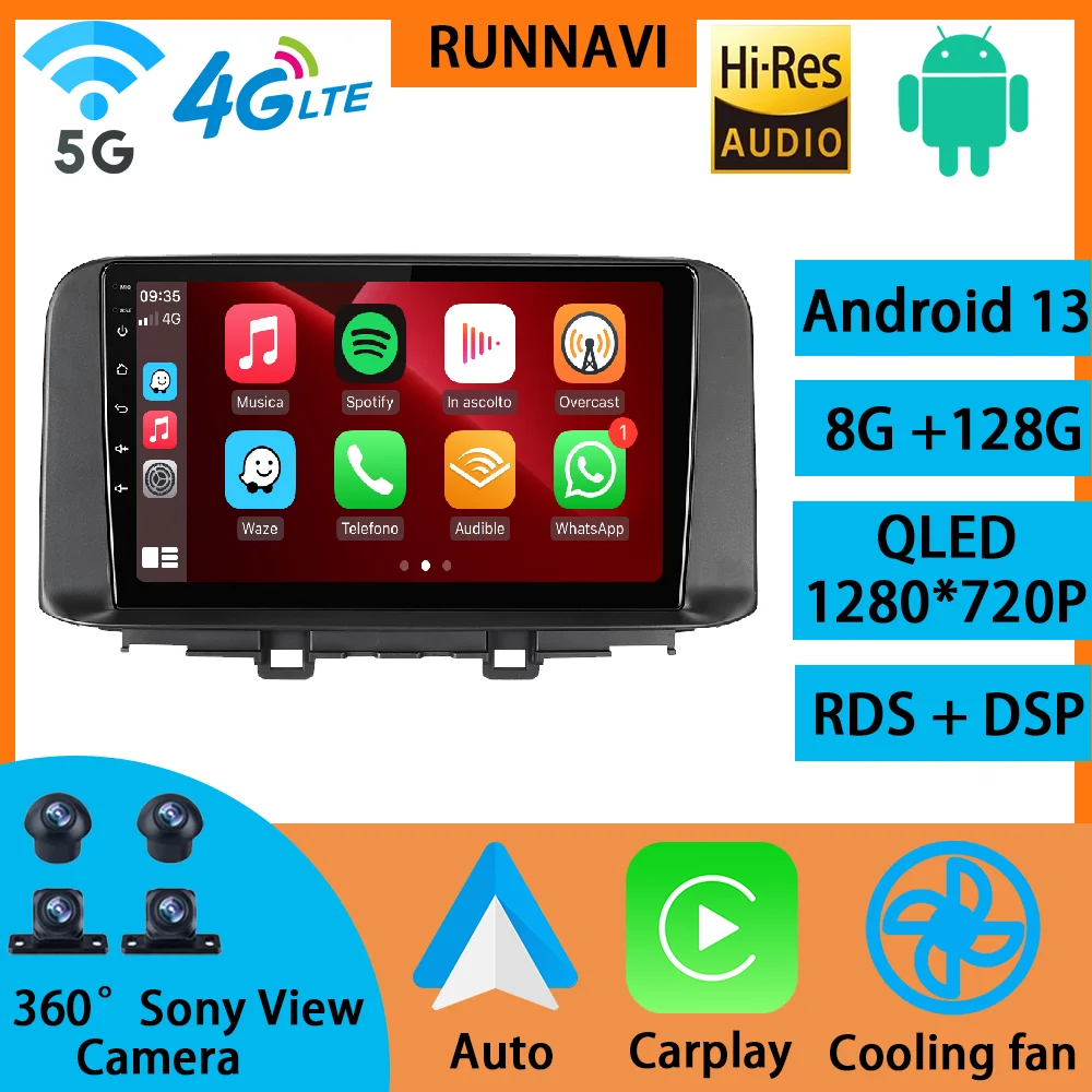 

Android 13 для Hyundai Encino Kona 2018-2019, автомобильное радио, стерео, мультимедийный видеоплеер, навигация GPS, беспроводное воспроизведение автомобиля RDS