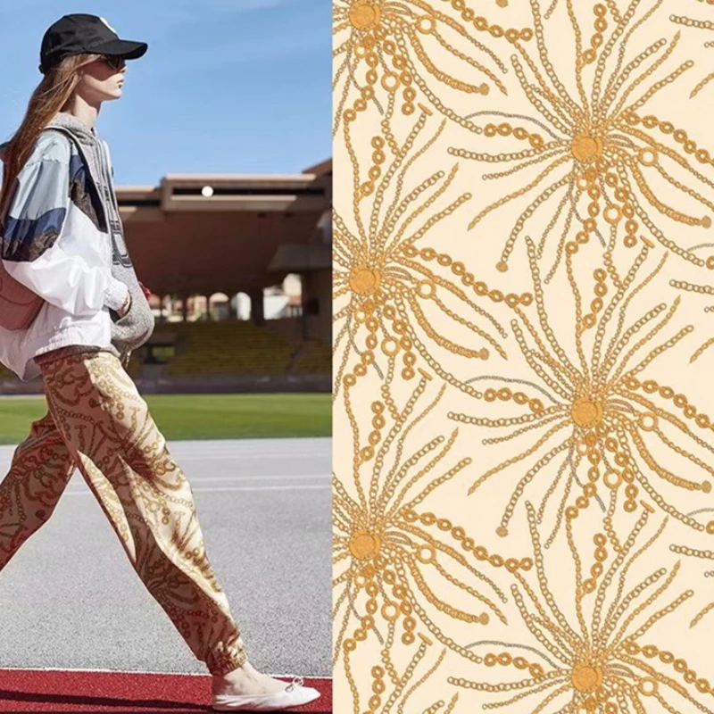

Polyester Printed Fabric Initation Silk Stretch Satin Brand Soft Clothing Shirt Pajamas Fabrics Cloth for Dress by Meter