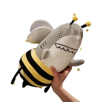 funny shark bee plush toy stuffed soft shark bee doll throw pillow cushion kids toys birthday christmas gift