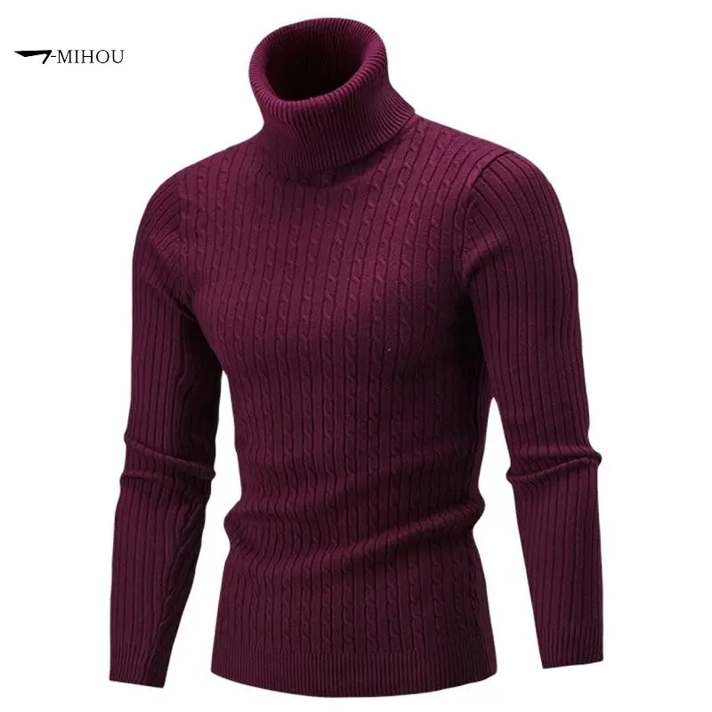 

Autumn Winter Men's Turtleneck Sweater Men's Knitting Pullovers Rollneck Knitted Sweater Warm Men Jumper Slim Fit Casual Sweater