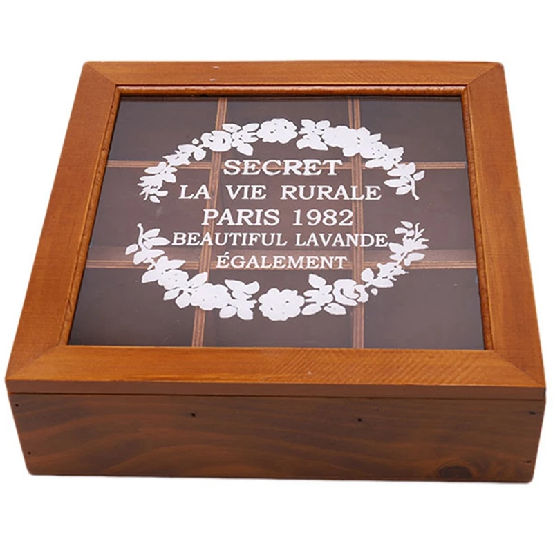 9-секционная деревянная шикарная коробка для чая отсеки контейнер сумка хранения